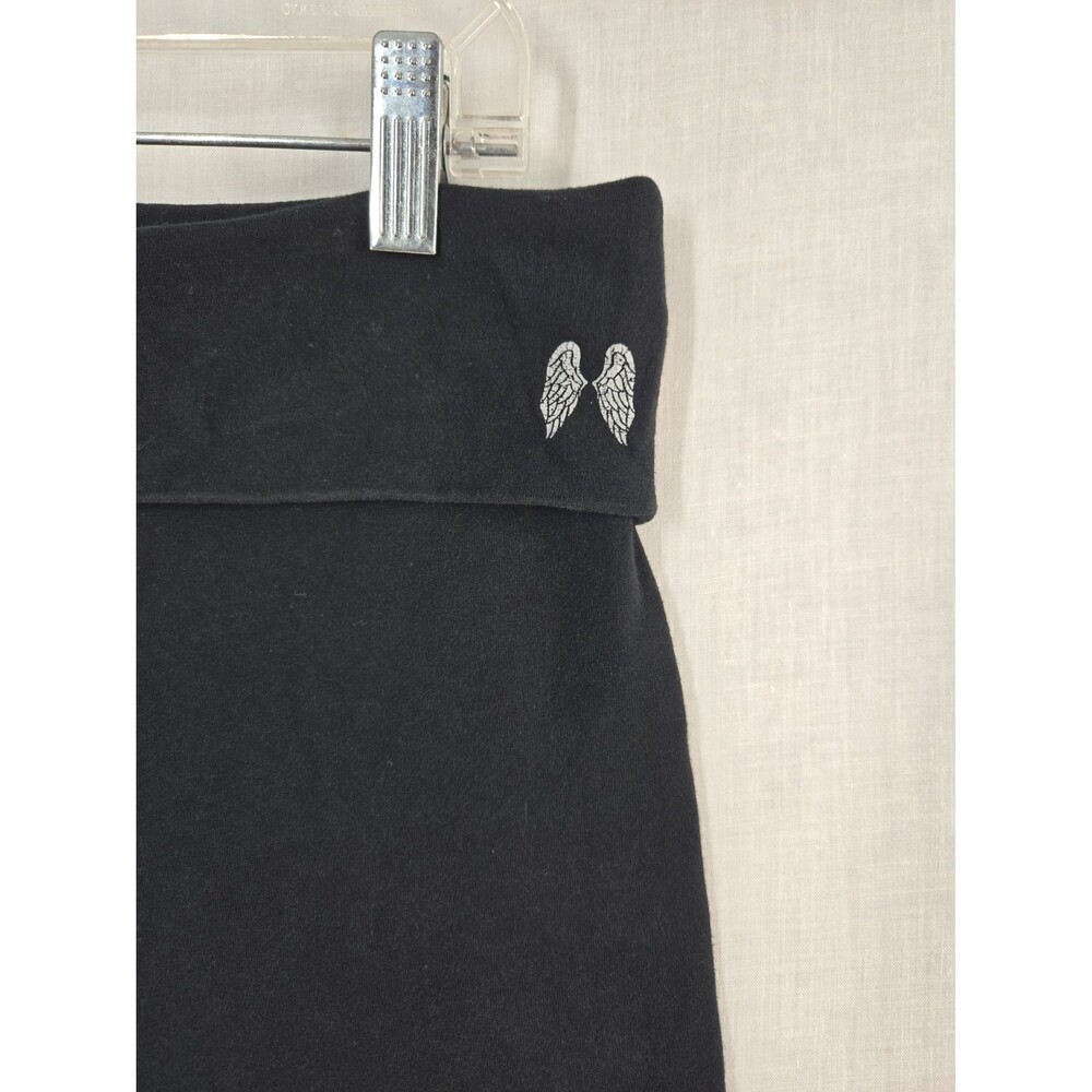 Victoria's Secret Angel Foldover Black & Rose Gold Foil Yoga Pants Large SHORT - Picture 5 of 8